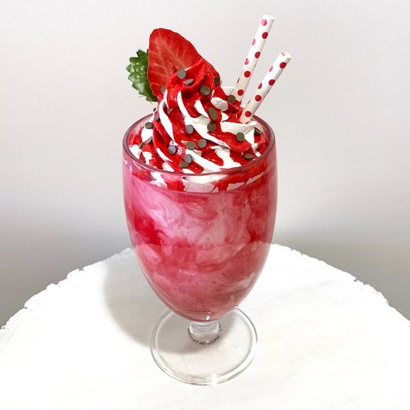 Handmade Faux Strawberry Milkshake. - Picture 2 of 2